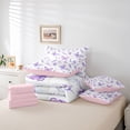 thumbnail image 4 of Erosebridal Purple Floral Lavender 7-Piece Bedding Comforter Set,Cute Butterfly Flying Animals King Bedding Sets For Girly,Reversible, 4 of 7