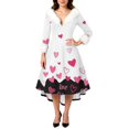 thumbnail image 3 of Womens Valentines Dresses Fashion V Neck Long Sleeve Dress Cute Love Heart Loose Casual Dresses White XL, 3 of 4