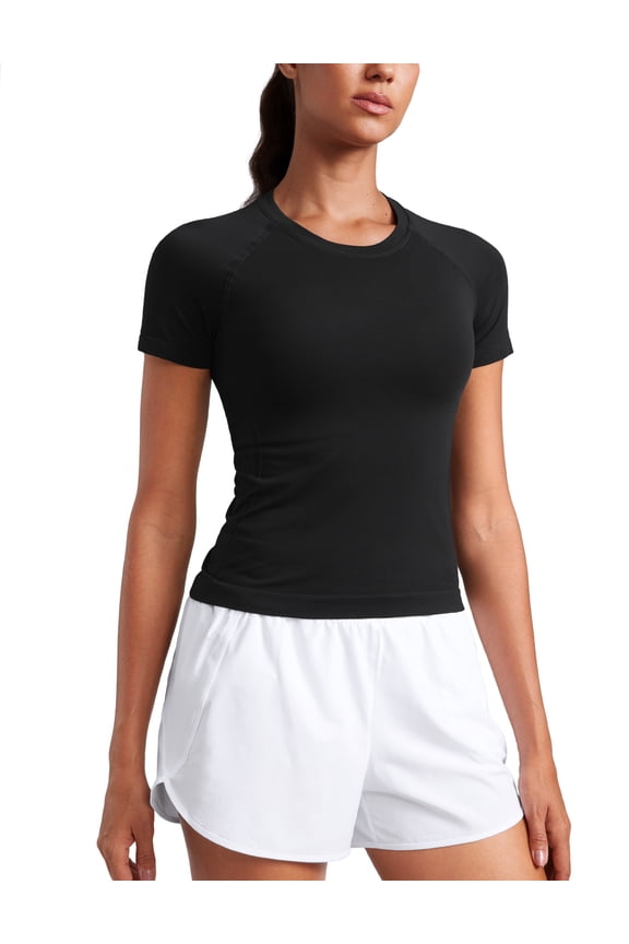 Seamless Workout Tops for Women Running Gym Athletic Yoga Short Sleeve Shirts