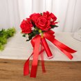 thumbnail image 3 of Wedding Bouquet for Bride Bridesmaid, Soft Ribbons Artificial Rose Bridal Holding Flowers for Wedding Party and Church, 3 of 6