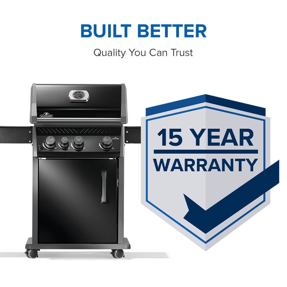 Napoleon Rogue 425 3-Burner Natural Gas Grill in Black with Cast Iron Cooking Grids and Range Side Burner