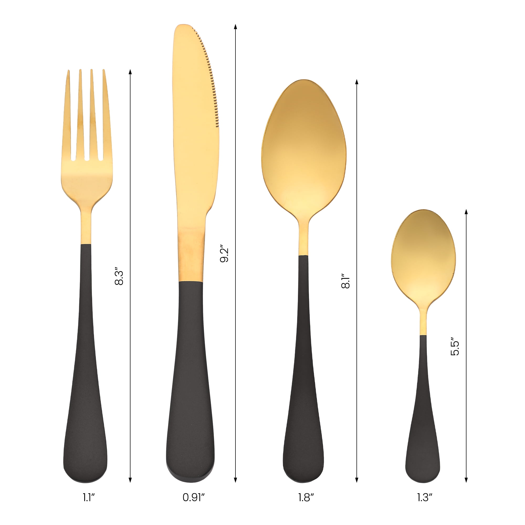 Unique Bargains Flatware Set Stainless Steel Silverware Black 4 Pcs