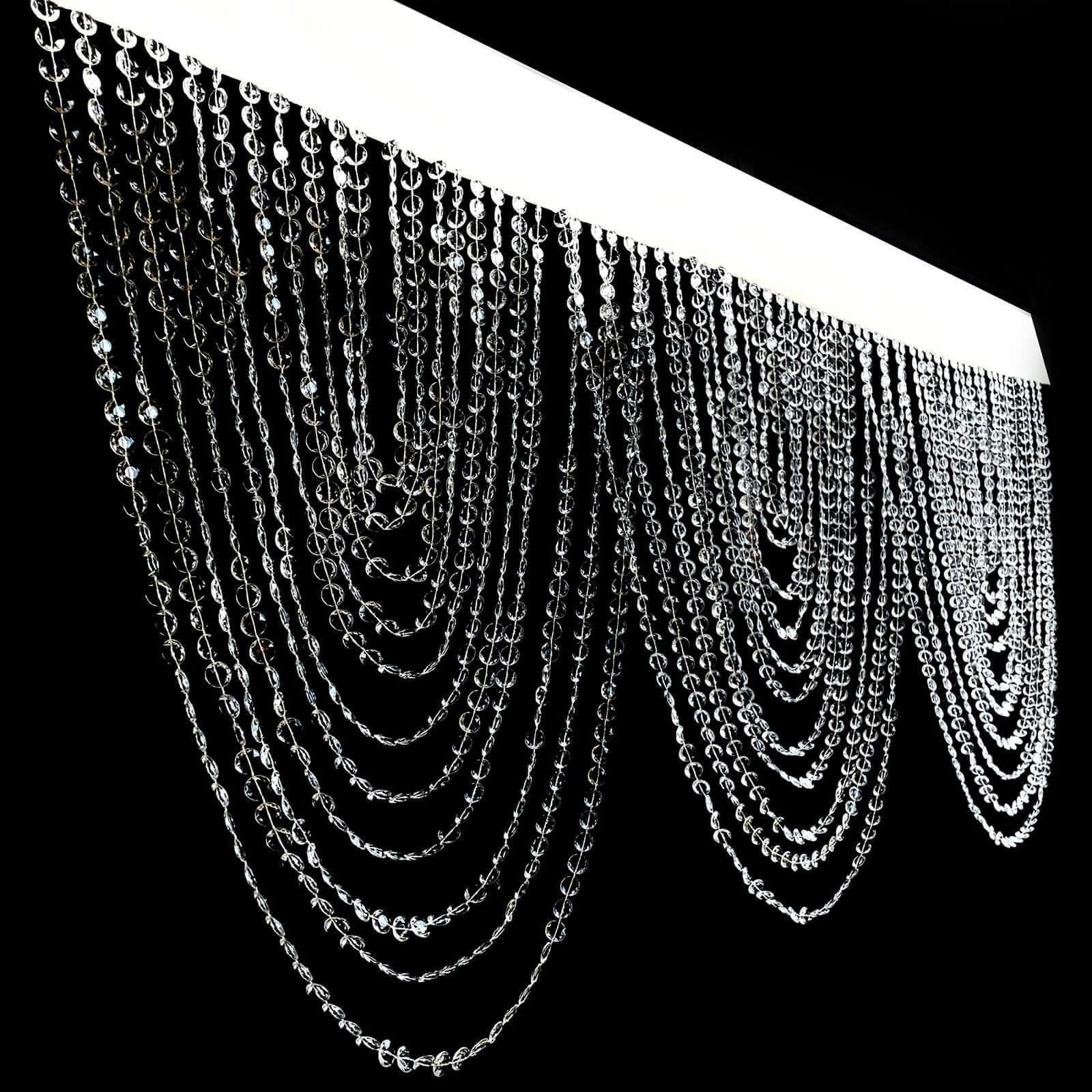 Balsa Circle 2 Clear Acrylic Crystal Beaded Doorway Curtains Valance Fabric Top Rod Pocket Party Decorations