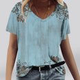 thumbnail image 2 of Tops Cortos para las Mujeres Impresión V-Cuello Suéter Blusa, Manga Corta de Poliéster Top de Moda, Lavado a Mano Todas las Estaciones Desgaste Casual, 2 of 7