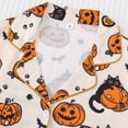 thumbnail image 6 of Womens Halloween Pajamas Full Cat Pumpkin Printed Long Sleeve Pocket Button Down Lapel Shirts Loose Casual Pants 2 Pc Soft Fall Winter Sleepwear Comfort Womens Loungewear Set White S, 6 of 8
