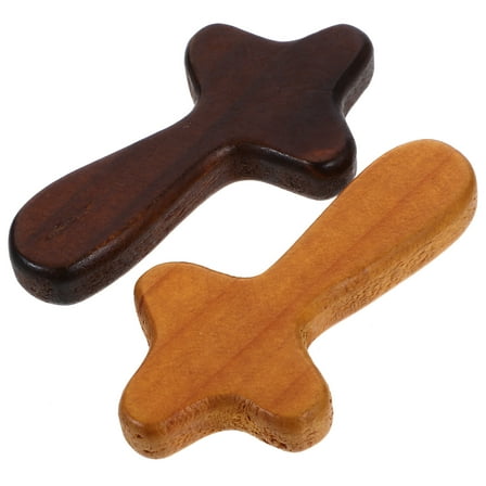 12pcs Small Wooden Cross Ornament Wood Craft Cross Model Tabletop Wood Cross Decoration