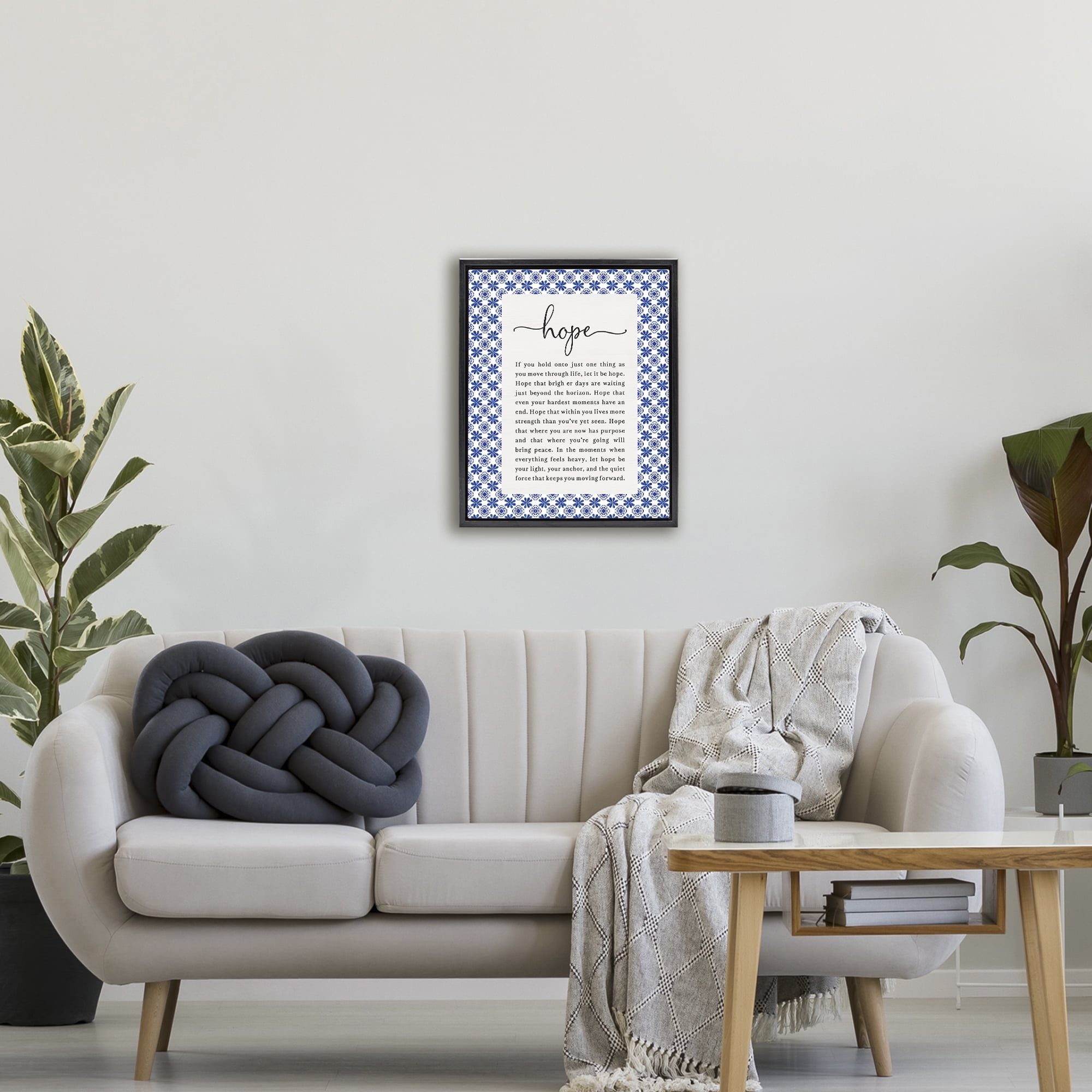 Hope For Brighter Days Black Framed Floater Canvas Wall Art, design by Lettered and Lined