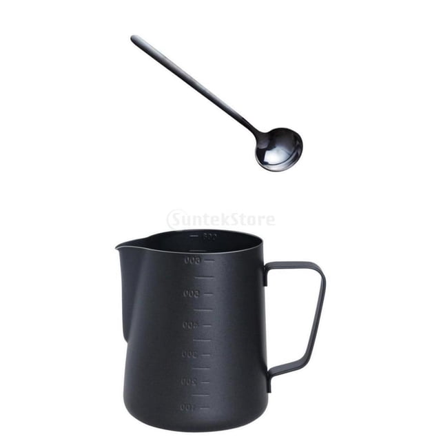 2 Uds Jarra de Espumosa para Leche 600ml perfecl Taza Tirar flores color negro