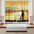 thumbnail image 2 of Ambesonne Nature Kitchen Curtains, with a Bird Cage, 55"x45", Marigold Black, 2 of 3