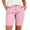 Pink, variant on Women's Classic Chino Walking Shorts, Mid Rise Belt Loop Side Pocket Cuffed Knee Short Pants