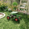 thumbnail image 4 of Chariot de Jardin – Chariot Utilitaire Robuste à Roulettes – Siège Pivotant à 360°, Poignée Réglable – Plateau à Outils et Panier – Roues Tout-Terrain – Utilisation sur Pelouse, Patio et Cour – Vert, 4 of 6