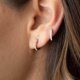 thumbnail image 3 of Oro blanco 925 Plata 0.05 Tcw (color alto, claridad I1-i2) Pendientes de aro de diamantes para mujer, regalo para ella. Feliz Sencillez, 3 of 5