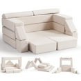 thumbnail image 2 of Robud Kids Sofa Modular Kids Play Couch Washable Toddler DIY Sofa for Playroom, Bedroom, Nursery, Beige, 2 of 5