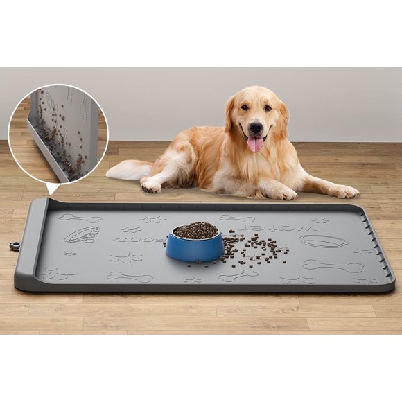 Alfombrilla de silicona para perros Carry360, 36 x 24 cm, impermeable, gris
