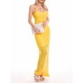 thumbnail image 5 of Caoirhny Women's Summer Long Beach Dress Yellow Sleeveless Sheer Mesh Spaghetti Strap Dress, 5 of 9
