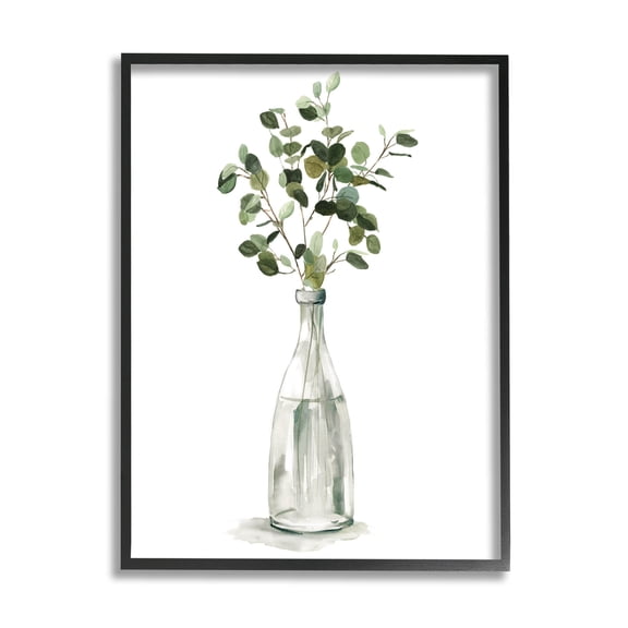Eucalyptus Herbs Bottle Vase Botanical & Floral Graphic Art Black Framed Art Print Wall Art