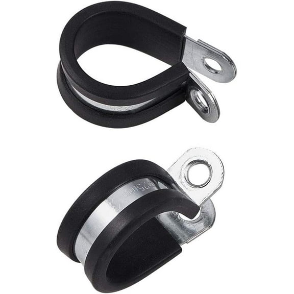 10 Pack 1 Inch Cable Clamp, Rubber Cushioned Insulated Clamp,Zinc Plated Cable Clamp,Metal Clamp，Pipe/Wire Cord Installation Clamp
