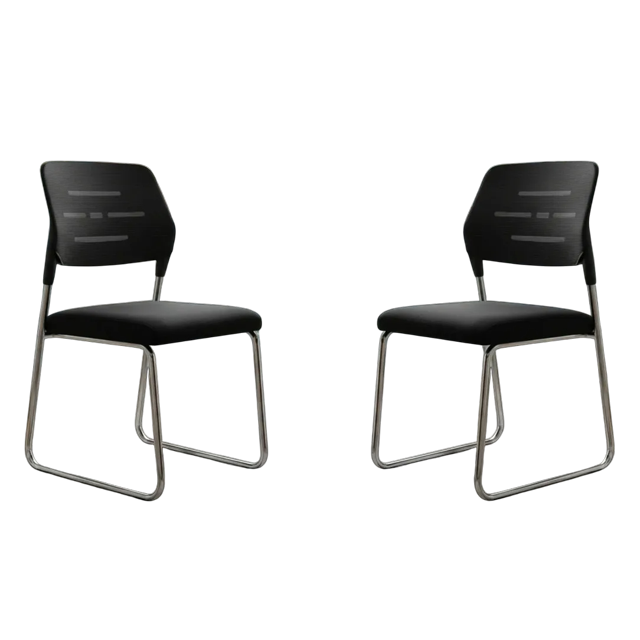 Set de 2 Sillas Confort Premium Asiento Acolchado Mesh Negro Oficina, Home Office Sala de estar CB Design