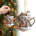 thumbnail image 2 of Chocolate Coffee Cup Christmas Tree Ornaments, 1 Pc 2D Acrylic Snow House Hot Chocolate Mug Shape Christmas Tree Decorations, Christmas Decoration for Christmas Tree, 3.15 Inch,B, 2 of 8