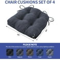 thumbnail image 2 of Chair Cushions for Dining Chairs Set of 4, Indoor Kitchen Chair Cushions with Ties and Non Slip Backing, Tufted Memory Foam Seat Chair Pads 4 Pack, 18" x 18" x 4", Navy, 2 of 14
