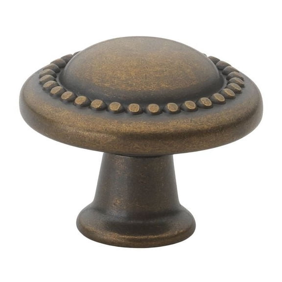 GlideRite 1.25 in. Round Beaded Cabinet Knobs, Antique Brass, Pack of 5