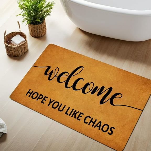 Welcome Hope You Like Chaos Mats for Front Door Entry Front Porch Doormat Non-Slip Carpet Rugs Floor Mat Decorative for Home Bathroom Kitchen Indoor 18x30 Inch