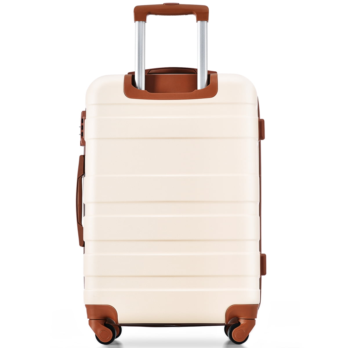 3 Piece ABS Hardshell Luggage Set Lightweight Spinner Wheels TSA Lock Ivory Brown