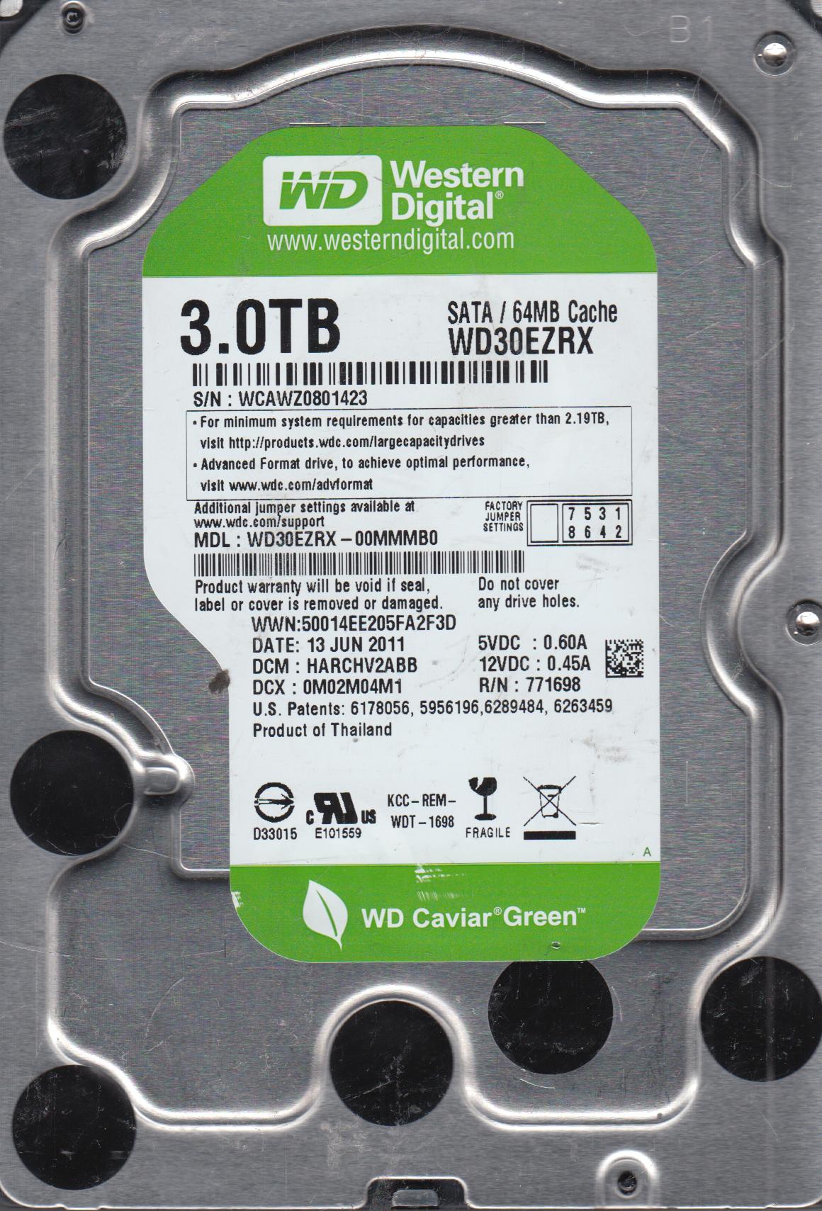 Western Digital, Hard Drive, WD43PURZ 4 TB, Internal SATA 3.5