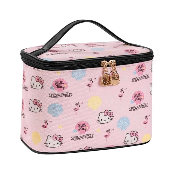 Bolsa de maquillaje AmbeAlla, grande, rosa, con soporte para brochas