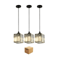 thumbnail image 1 of Lámpara Colgante Techo Cristal Moderna Decorativas 3 Piezas Cuadradas Belug Negro, 1 of 5