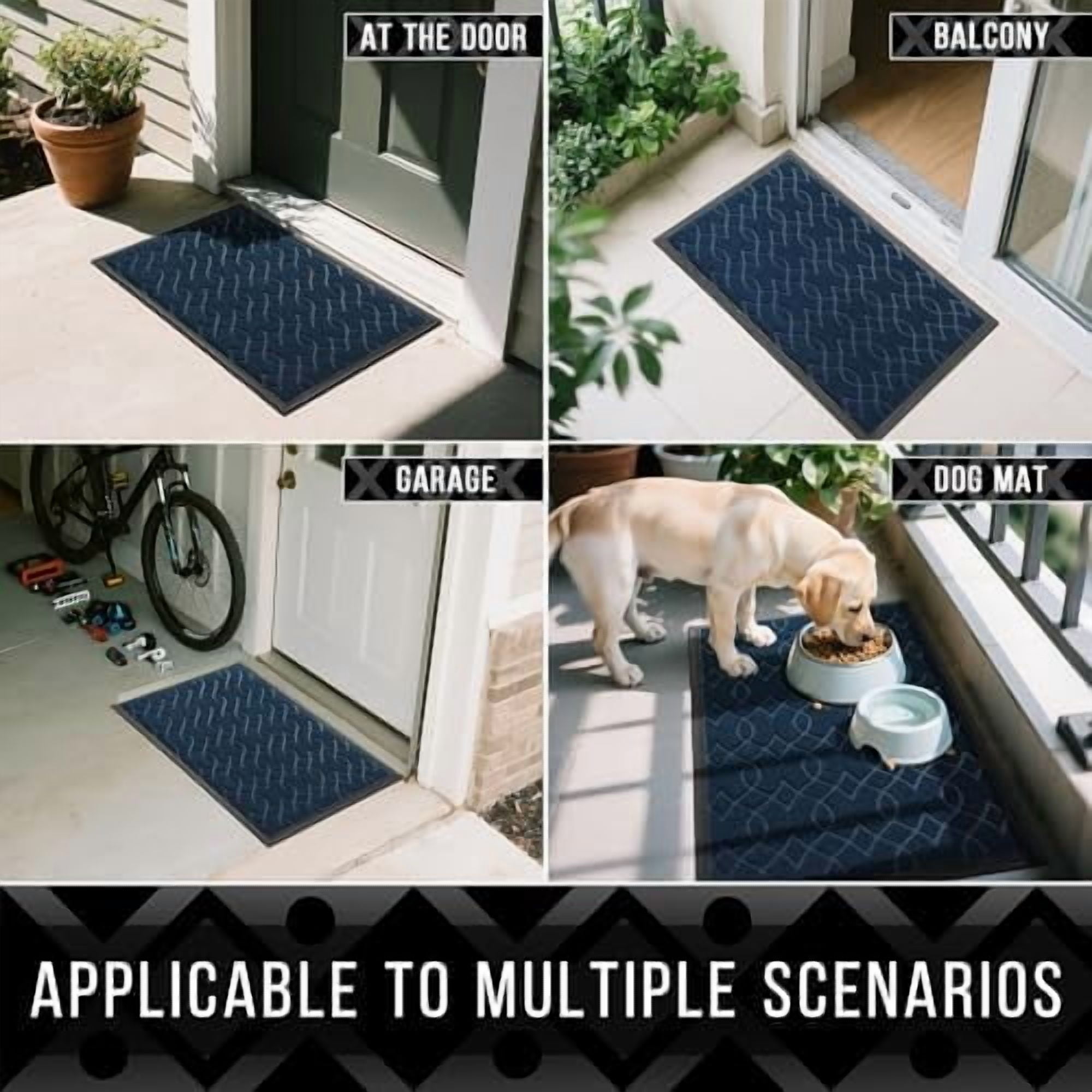 Outdoor Mats for Front Door 29.5x17, All-Season Waterproof Doormat Outdoor Entrance, Heavy Duty Non-Slip Outside Door Mat for Garage Patio Proch Entryway Indoor, Blue