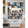 thumbnail image 2 of Contemporary Orange, Kitchen Curtains Swag Valance and Tier Curtains Set 36 Inch Length, Middle Century Abstract Geomrtry Rod Pocket Drape Panels Pair Swag Curtains for Bathroom/Cafe/Window, 2 of 6