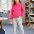 thumbnail image 2 of CUZIBR Little Girls Hoodies Basic Solid Color Sweatshirt Pullover Long Sleeve Cozy Outdoor Tops,Hot Pink,3-4 Years, 2 of 4