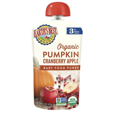 Earth's Best Organic Baby Food Pumpkin Cranberry Apple Puree, 4.2 oz, (Pack of 6)