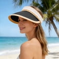thumbnail image 2 of Sun Hats for Women Women Foldable Bow Wide Brim Straw Sun Hat Beach Vacation Black One Size, 2 of 6