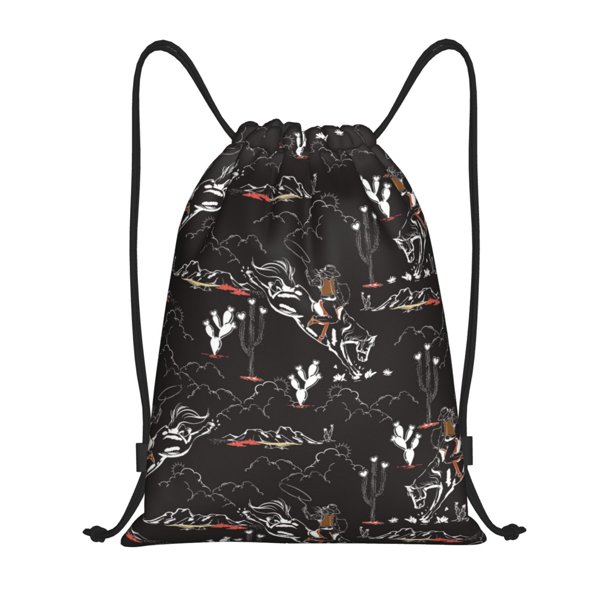Fotbe Cowgirl In Desert Bolsa Mochila con Cordón Estampada, Bolsa de Gimnasio Deportiva, Bolsa Cinch, Bolsa con Cordón para Hombres y Mujeres-Medium