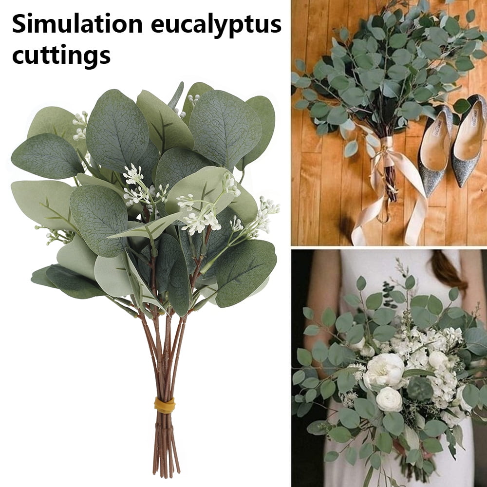 Arrangement Greenery Stems Faux Plants With Seeds Artificial Eucalyptus Leaves 