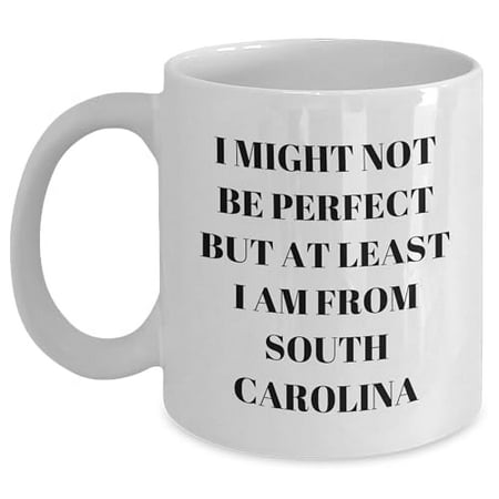

Funny White Coffee Mug for South Carolina Lovers I Might Not Be Perfect But At Least I Am From South Carolina Gift Christmas Unique Gifts from Friends and Family to Men and Women