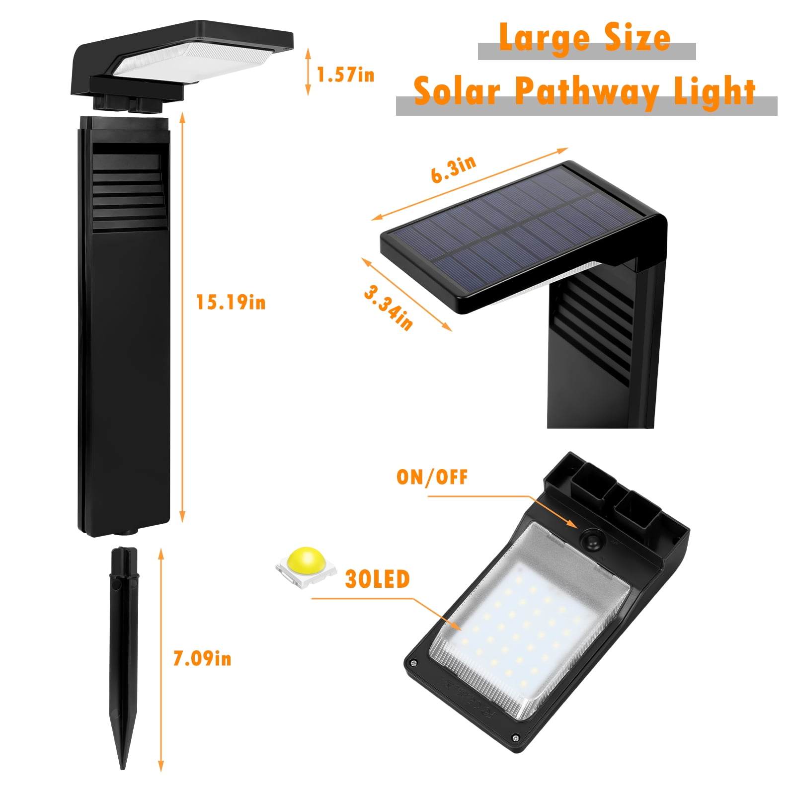 Solar Pathway Lights 2 Pack Walkway Path Lights, Warm White