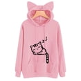 thumbnail image 1 of Minnieouse Loose Fit Cartoon Cat Print Mujer con capucha Print Mujer Camisa Manga larga Cuello Sudadera con capucha Prendas para la parte del cuerpo Rosado L Minnieouse FS9881-03, 1 of 5