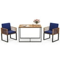 thumbnail image 2 of Costway 3 PCS Patio Dining Table Set with Bistro Chairs Large Coffee Table Seat Cushions, 2 of 10