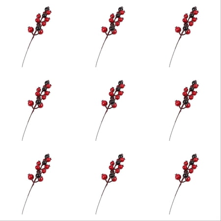 Red Berry Stems for Christmas,8.66 Inch Artificial Burgundy Red Berries Picks,Holly Berry Branches for DIY Crafts,Wedding Decor,Tree Ornaments,Holiday Season Winter Home Decoration