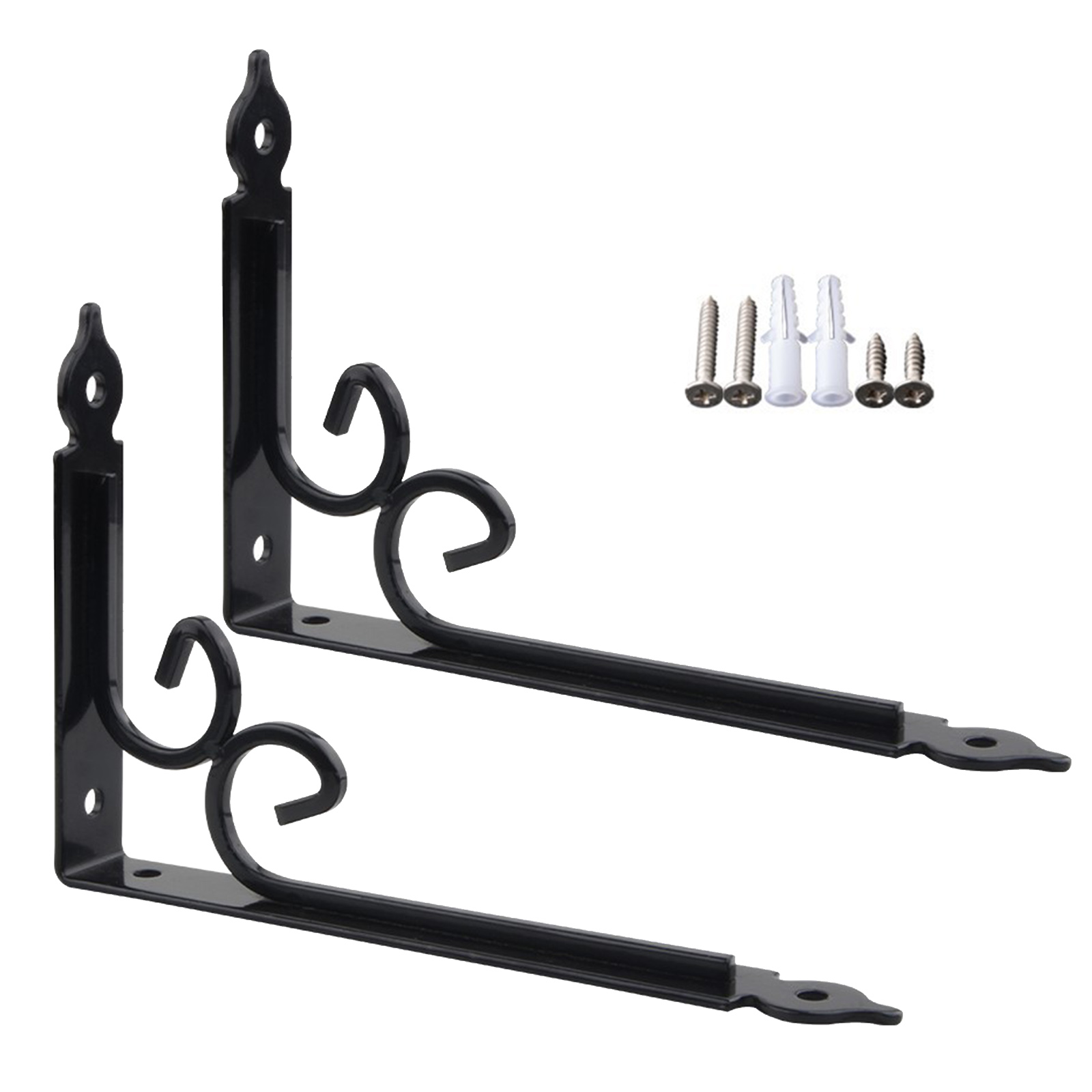 2 Pieces Wall Mounted Metal Brackets Heavy Duty Reinforced Shelf