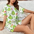 thumbnail image 4 of Daiia Kawaii Avocado Pattern Womens Pajama Sets Short Sleeve Pajamas for Women Sets Soft Lounge Sets Casual Round Neck Sleepwear PJS-Small, 4 of 7