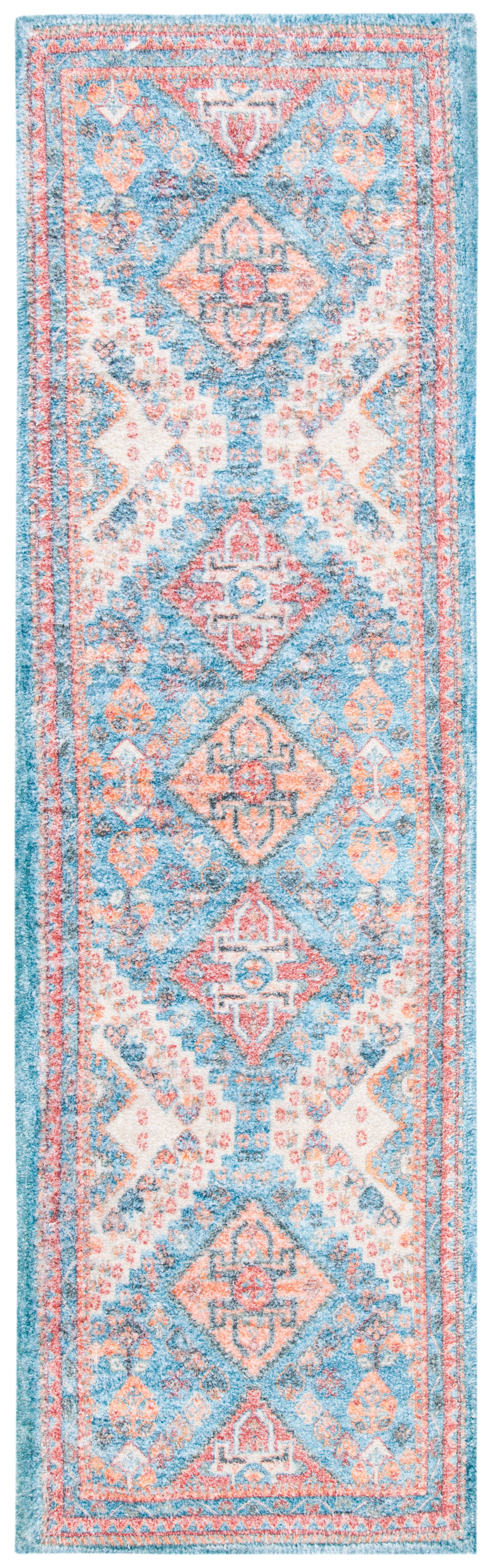 Safavieh Saffron Kierra Bordered Oriental Runner Rug, Blue/Rust, 2.3' x 8'