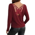 thumbnail image 6 of Women's Mesh Top Lace Sheer Mesh Blouse Transparent Shirt Black Women's Sheer Mesh Long Sleeve Lace Floral Pattern Stand Up Collar Transparent Long Sleeve Lightweight Womens Tops for Men plus Size, 6 of 6