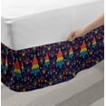 thumbnail image 2 of Christmas Bed Skirt, Cheerful Holiday Theme Pine Trees Ornaments Pattern on Dark Background, Elastic Bedskirt Dust Ruffle Wrap Around for Bedding Decor, 4 Sizes, Quartz and Multicolor, by Ambesonne, 2 of 2