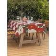 thumbnail image 2 of Outdoor Tablecloth with Umbrella Hole and Zipper, Red Plaid Rectangle Table Cloth 60x84 Inch Waterproof Tablecloth, Japanese Farmhouse Floral Flowers Buffalo Checked Picnic Table Cover for Patio, 2 of 7