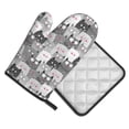 thumbnail image 2 of Xecao Cats Group Pattern Oven Mitts and Pot Holders Sets Heat Resistant Silicone Oven Mittens Extra Thicken Long Kitchen Cotton Oven Glove for Cooking, 2 of 7