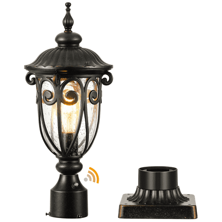 VIANIS Dusk to Dawn Outdoor Lamp Posts Light with Pier Mount Base, Aluminum 3-inch Outdoor Post Light, Waterproof bronze Exterior Lamp Post for Driveway, Backyard, Patio(Hardwired 120V, Not Solar)